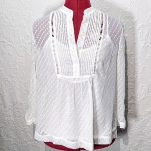 Madewell Polka Dot Off White Sheer Camisole Button Up Blouse